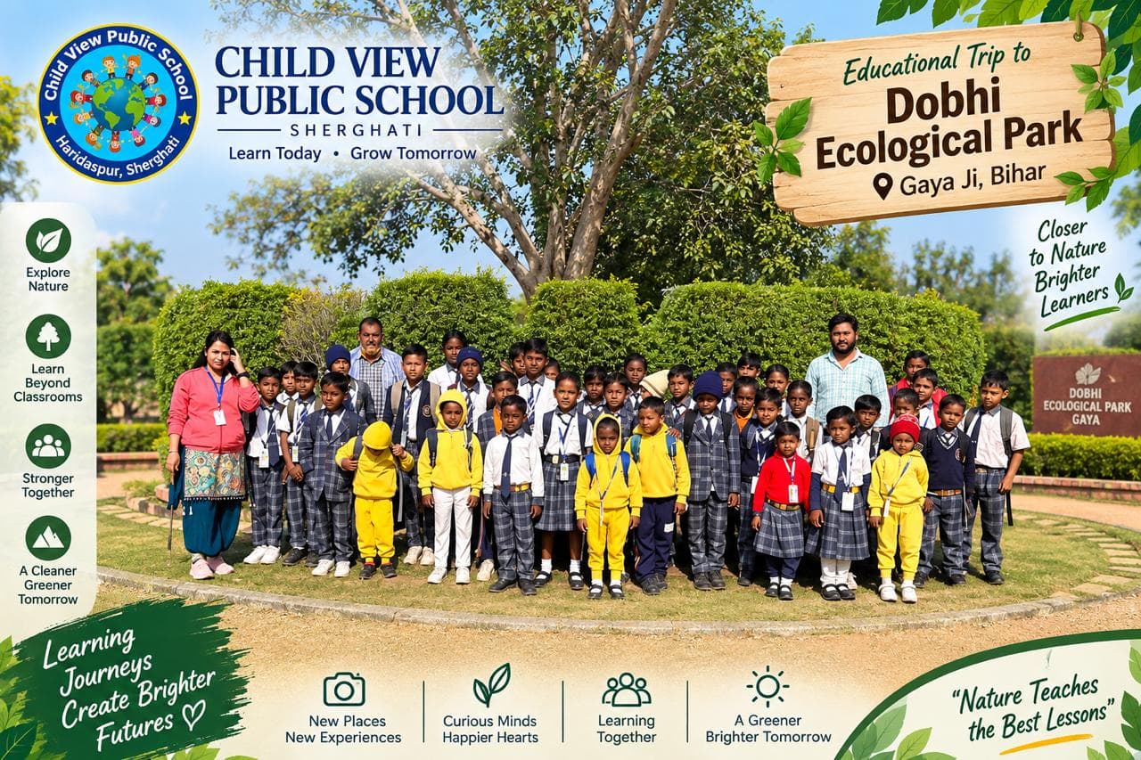 Students and teachers on the school's educational trip to Dobhi Ecological Park, Gaya.